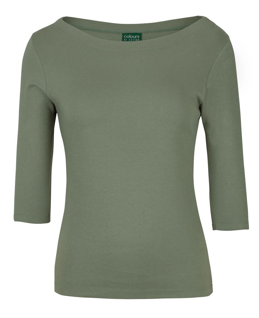 C of C Ladies 3/4 Sleeve Boat Neck Tee - Sage