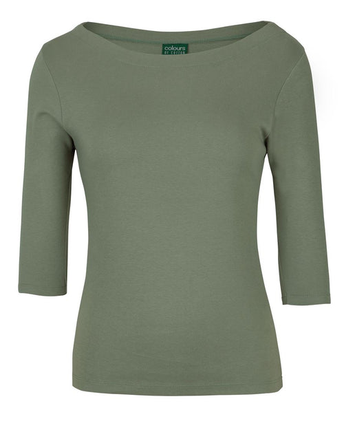 C of C Ladies 3/4 Sleeve Boat Neck Tee - Sage