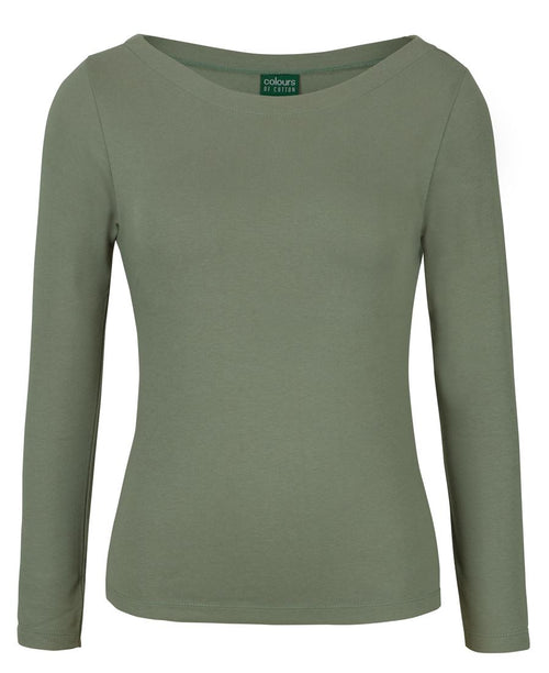 C of C Ladies L/S Boat Neck Tee - Sage