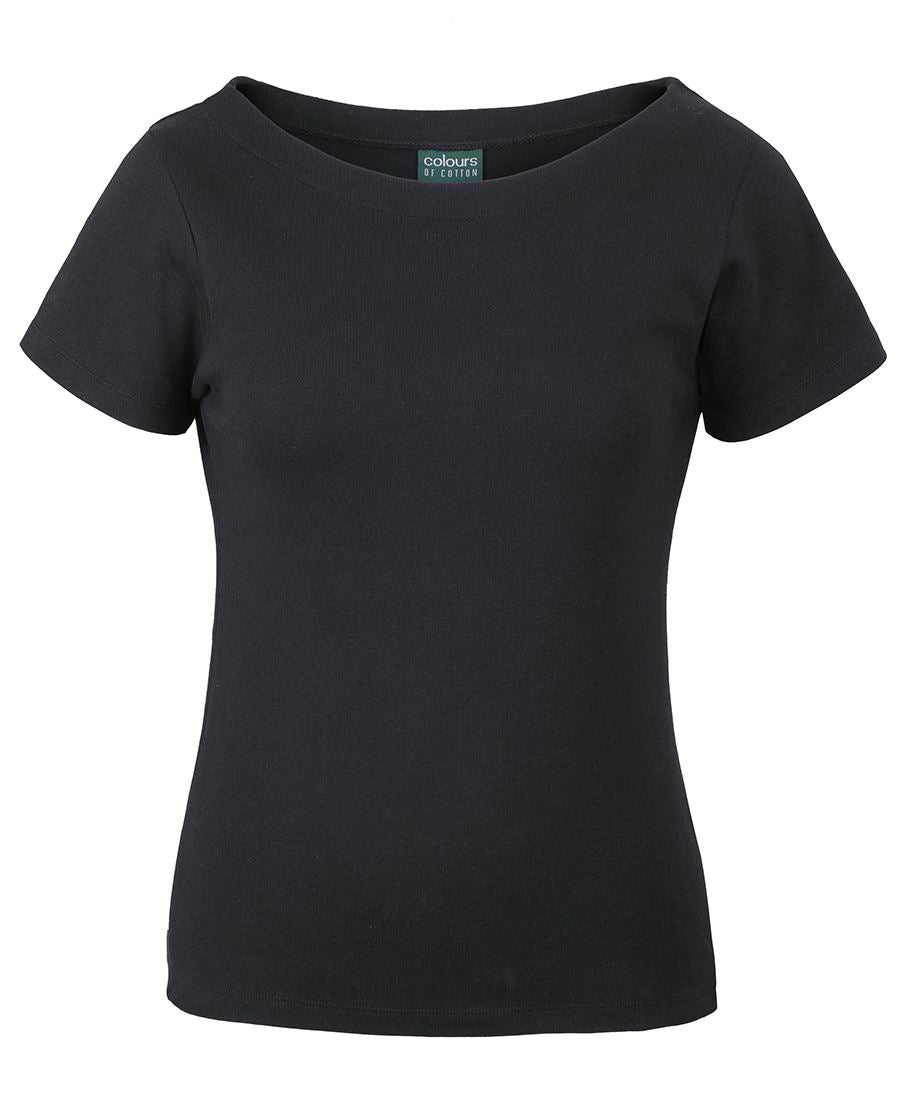 C of C Ladies S/S Boat Neck Tee - Black