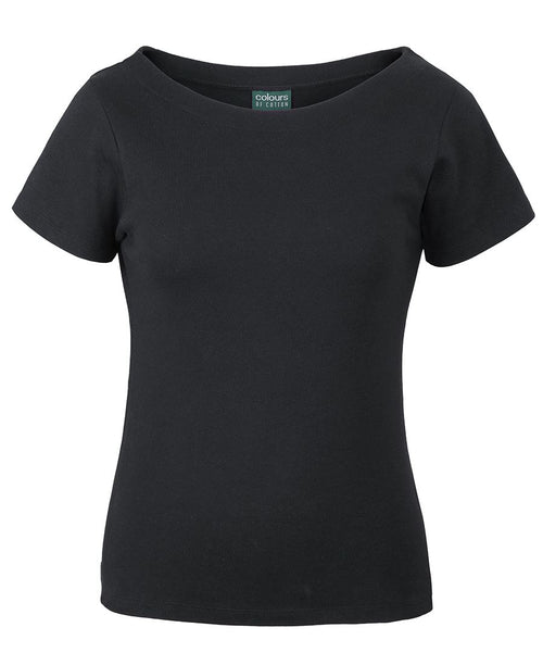 C of C Ladies S/S Boat Neck Tee - Black