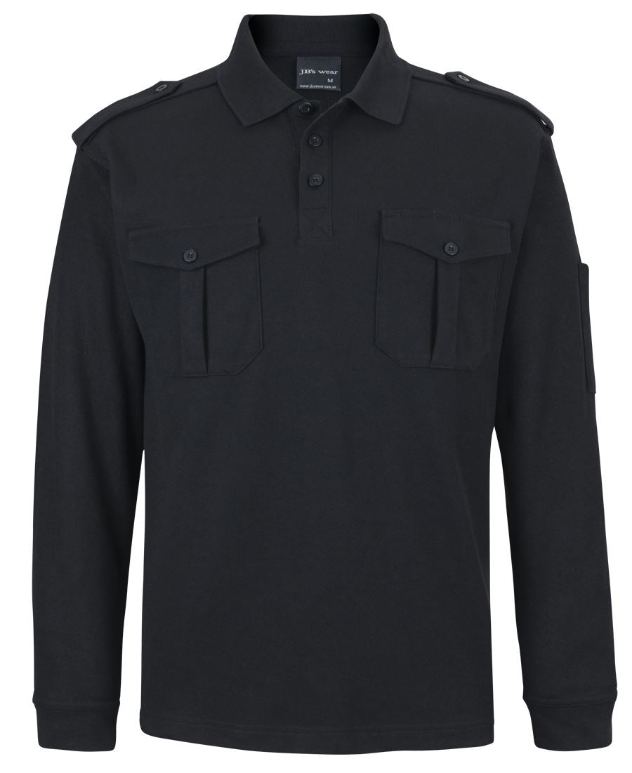 JB's L/S 250 Epaulette Polo - Black