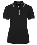 JB's Ladies Contrast Polo - Black/White
