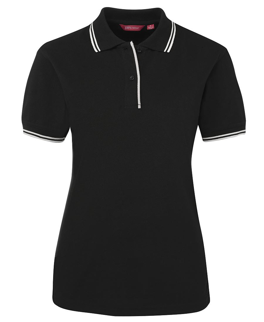 JB's Ladies Contrast Polo - Black/White