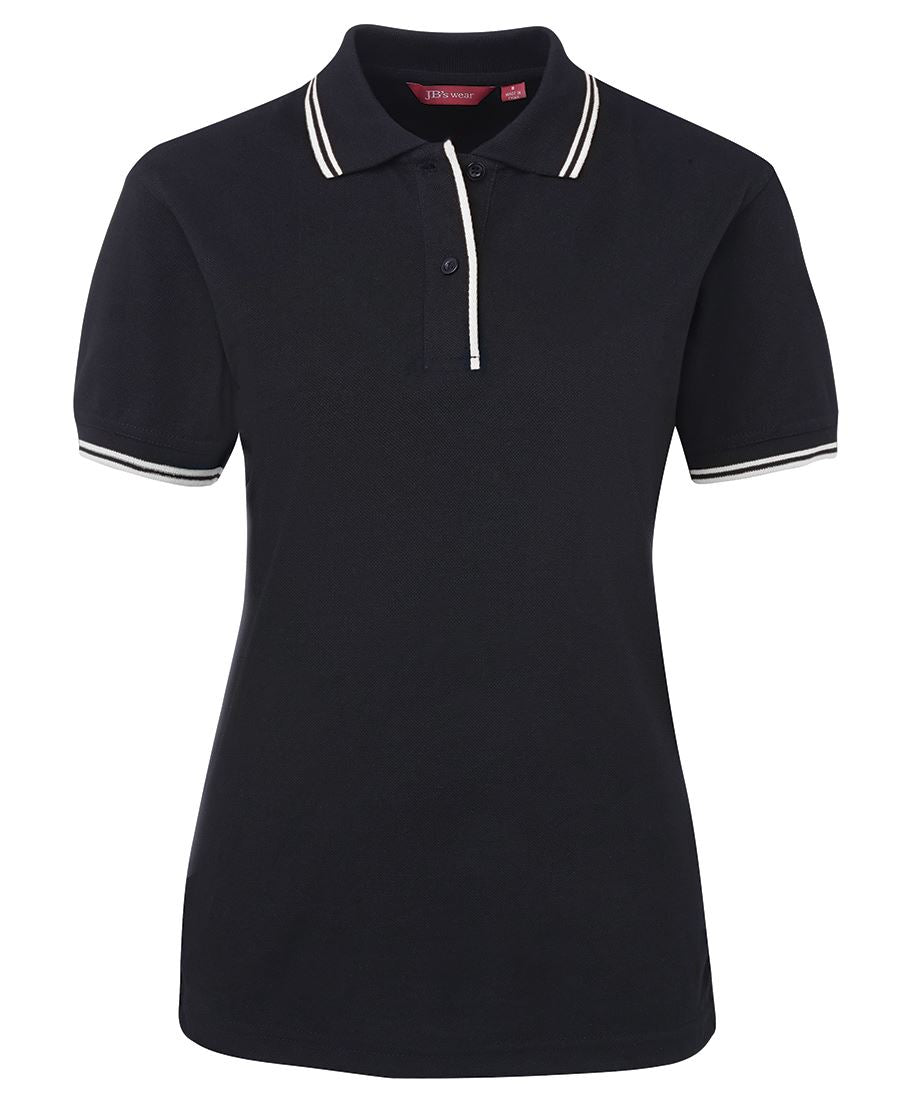JB's Ladies Contrast Polo - Black/White