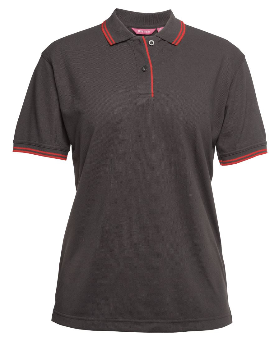 JB's Ladies Contrast Polo - Black/White