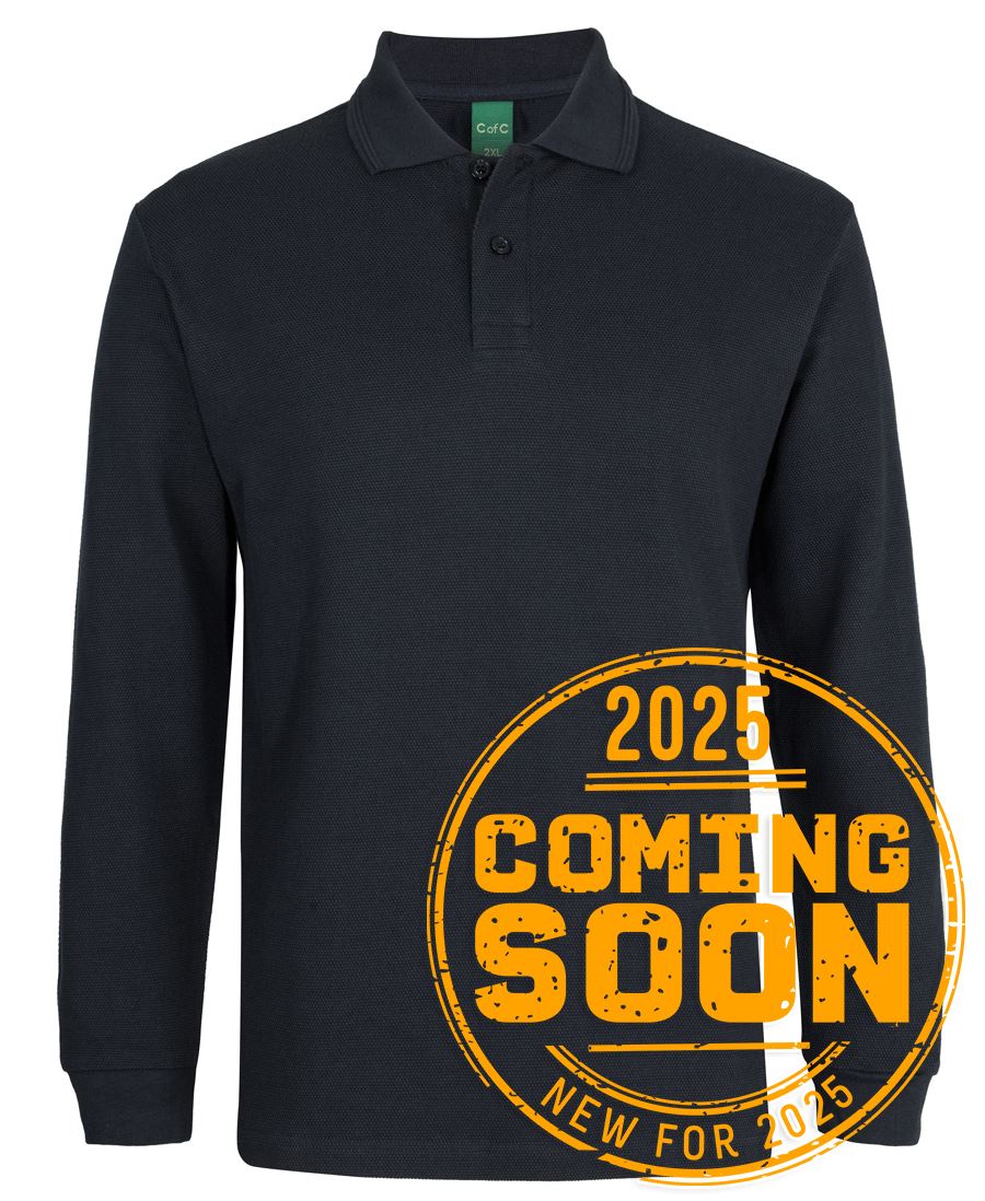 C of C L/S 320G Popcorn Cotton Polo - Black