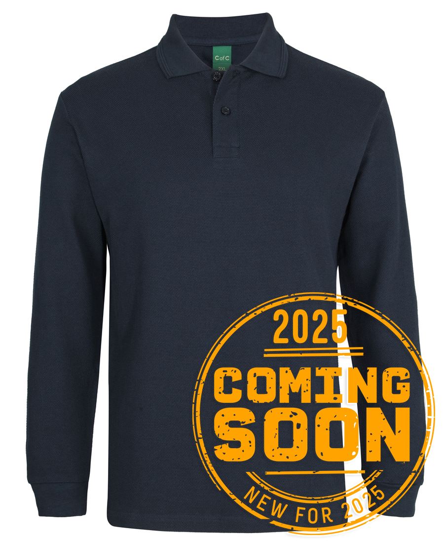 C of C L/S 320G Popcorn Cotton Polo - Black