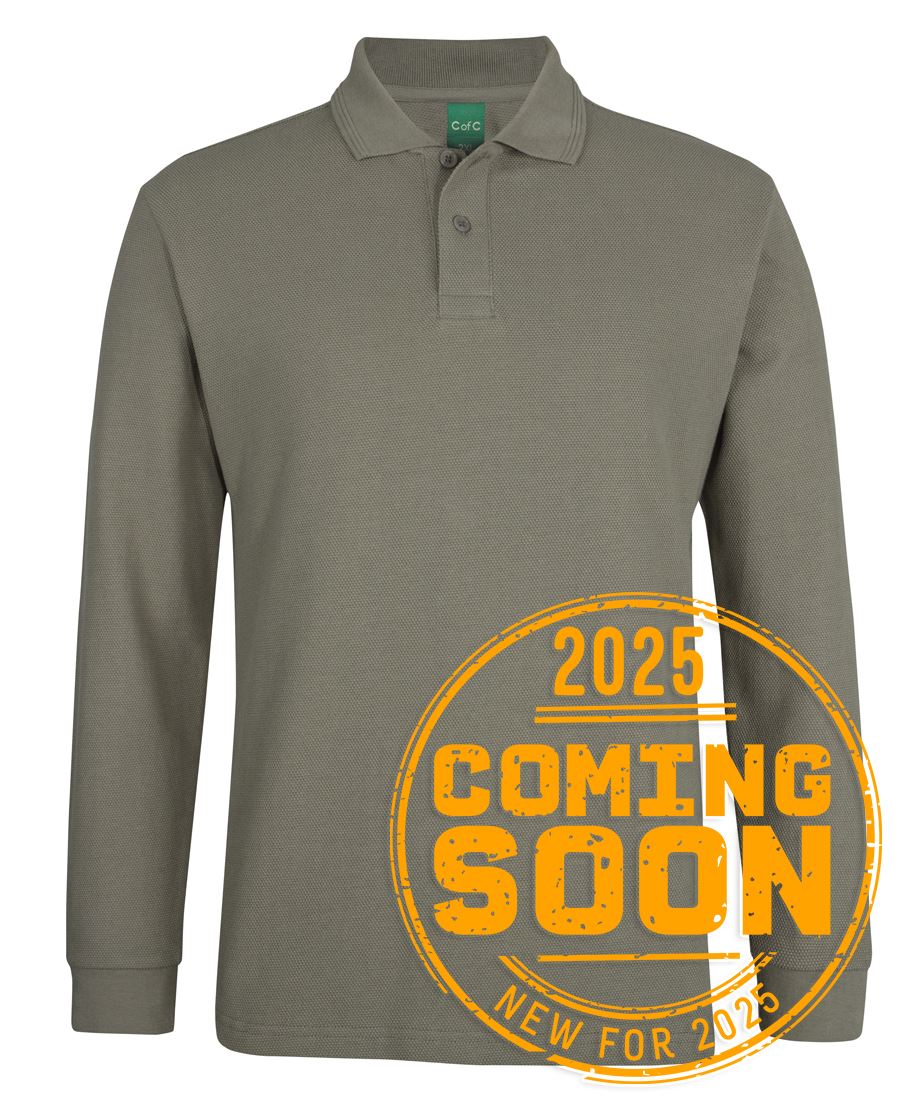 C of C L/S 320G Popcorn Cotton Polo - Black