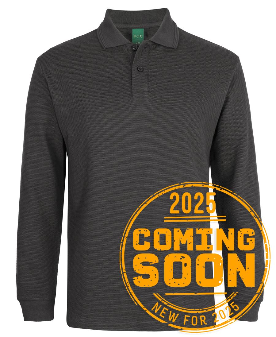C of C L/S 320G Popcorn Cotton Polo - Black