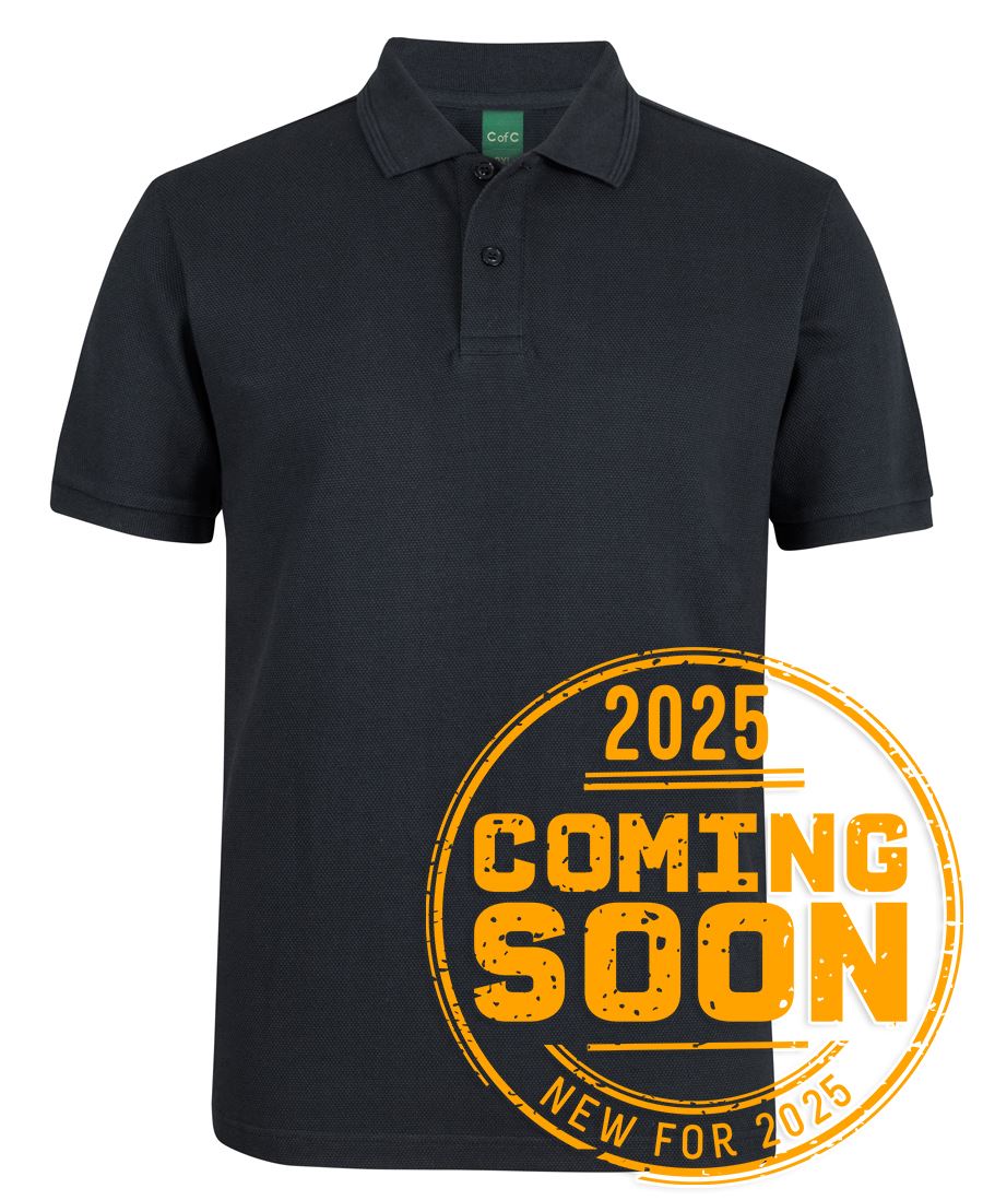 C of C 320G Popcorn Cotton Polo - Black