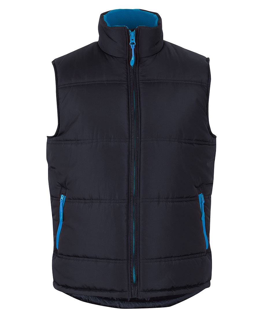 JB's Puffer Contrast Vest - Black/Aqua