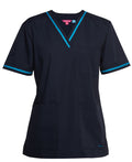 JB's Contrast Ladies Scrubs Top - Navy/Aqua