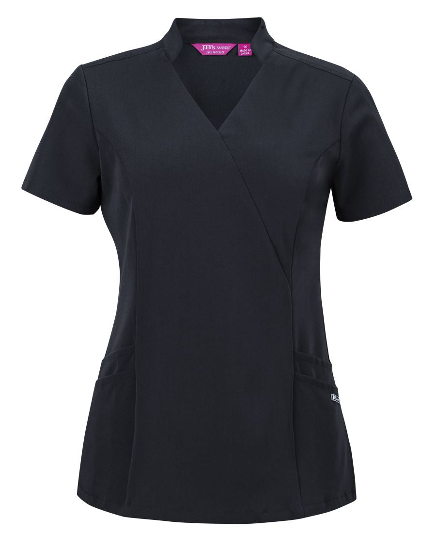 JB's Ladies Nu Mandarin Collar Scrub Top - Black