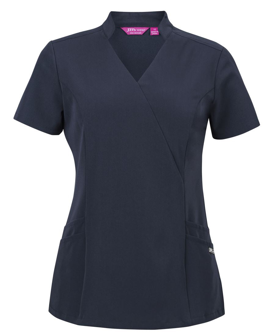 JB's Ladies Nu Mandarin Collar Scrub Top - Black
