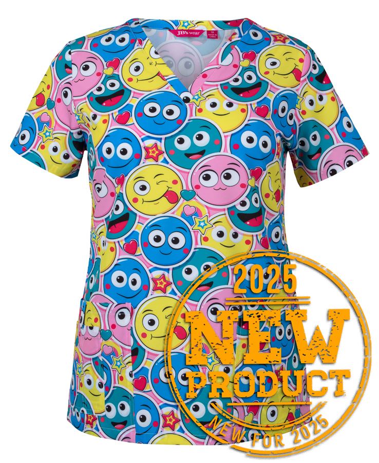 JB's Ladies Scrub Top Printed - Cat