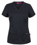 JB's Ladies Premium Stretch Panel Scrub Top - Black