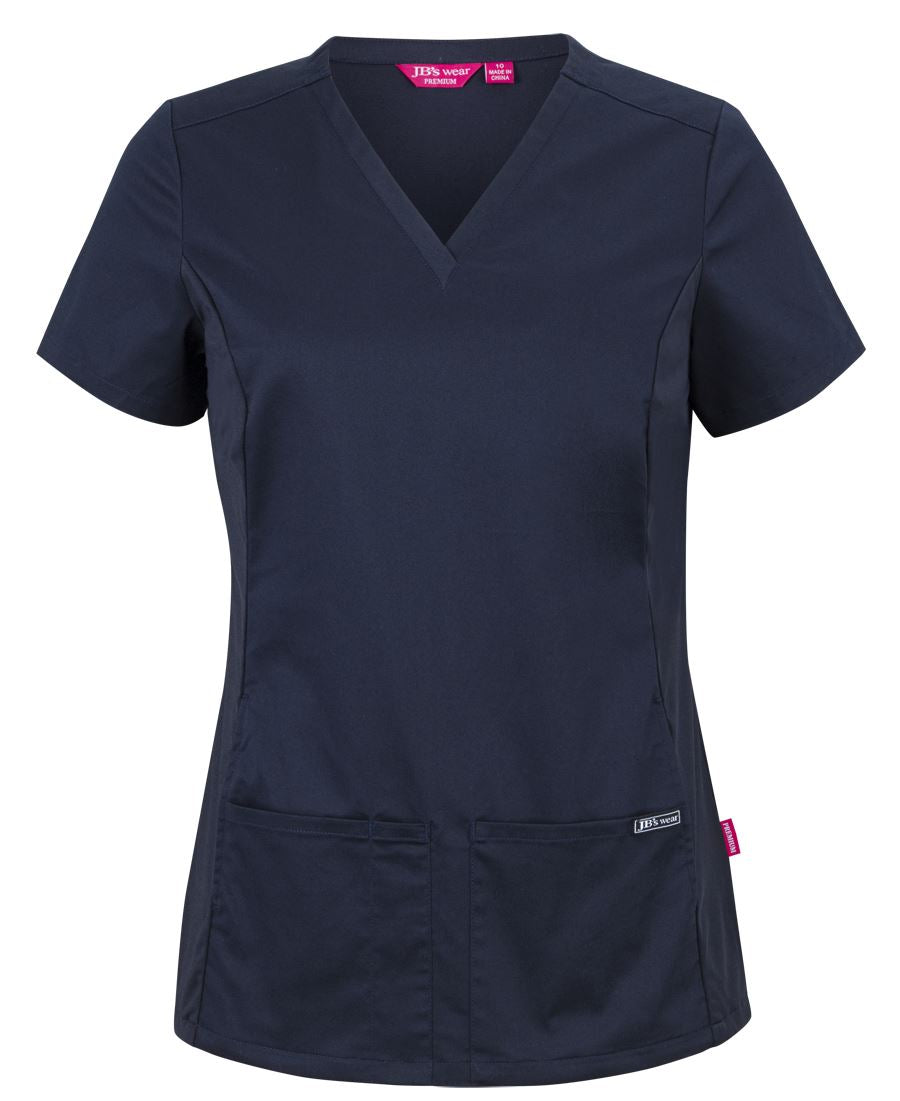 JB's Ladies Premium Stretch Panel Scrub Top - Black