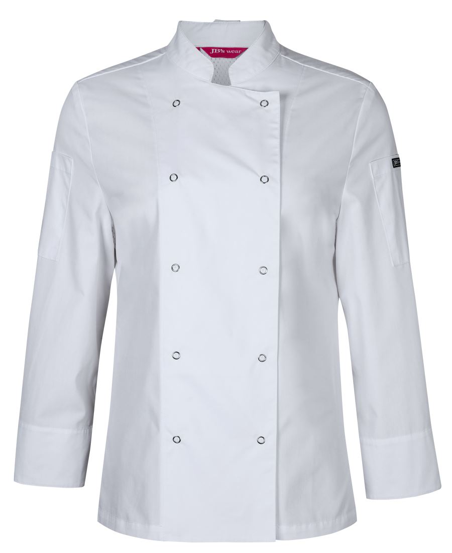 JB's Ladies L/S Snap Button Chefs Jacket - Black