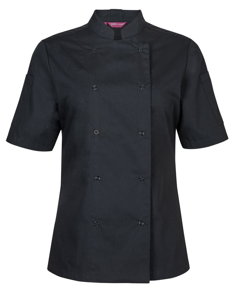 JB's Ladies S/S Snap Button Chefs Jacket - Black