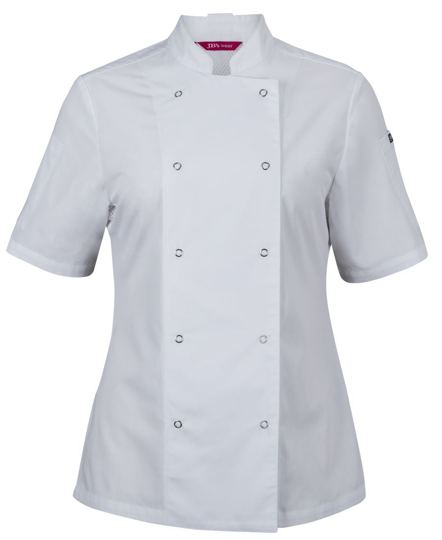 JB's Ladies S/S Snap Button Chefs Jacket - Black