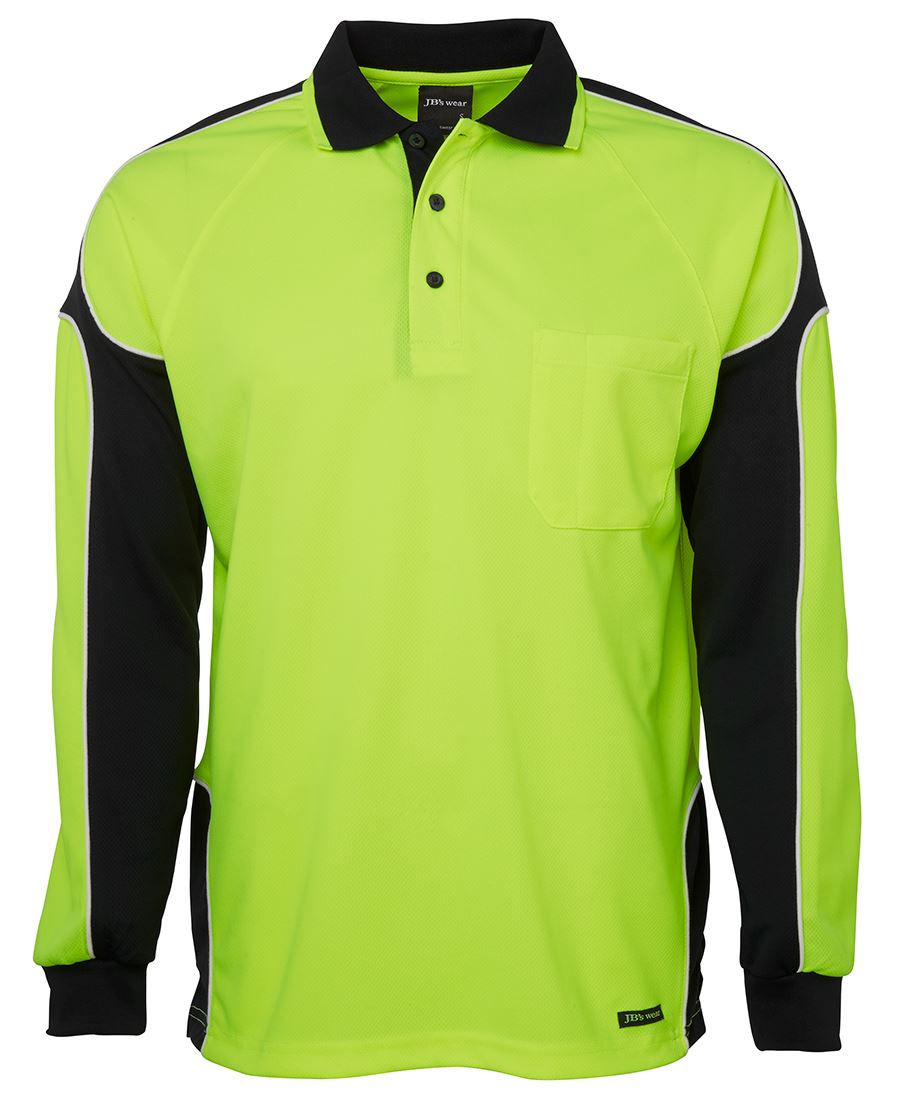 JB's HV 4602.1 L/S Arm Panel Polo - Lime/Black