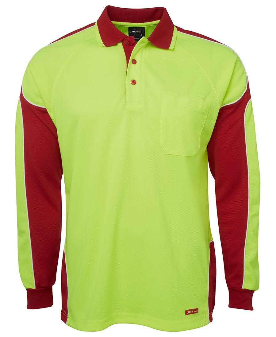 JB's HV 4602.1 L/S Arm Panel Polo - Lime/Black