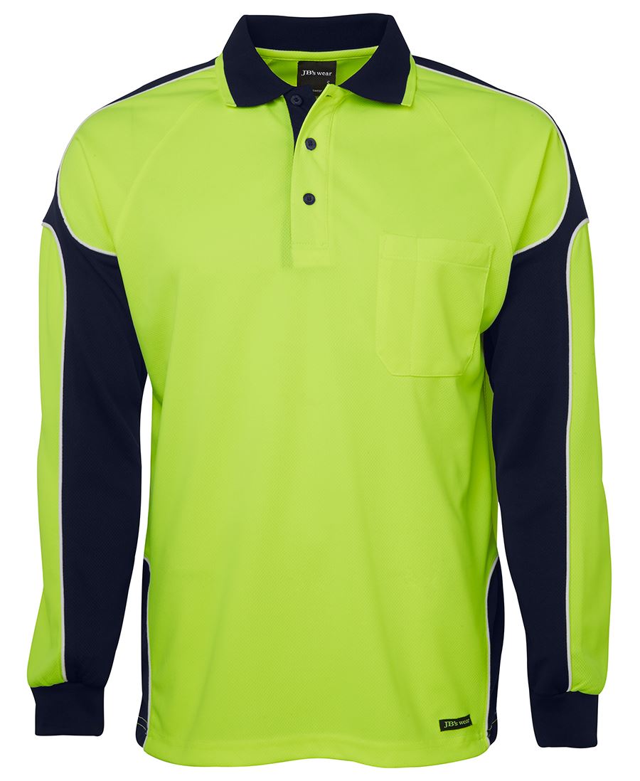 JB's HV 4602.1 L/S Arm Panel Polo - Lime/Black