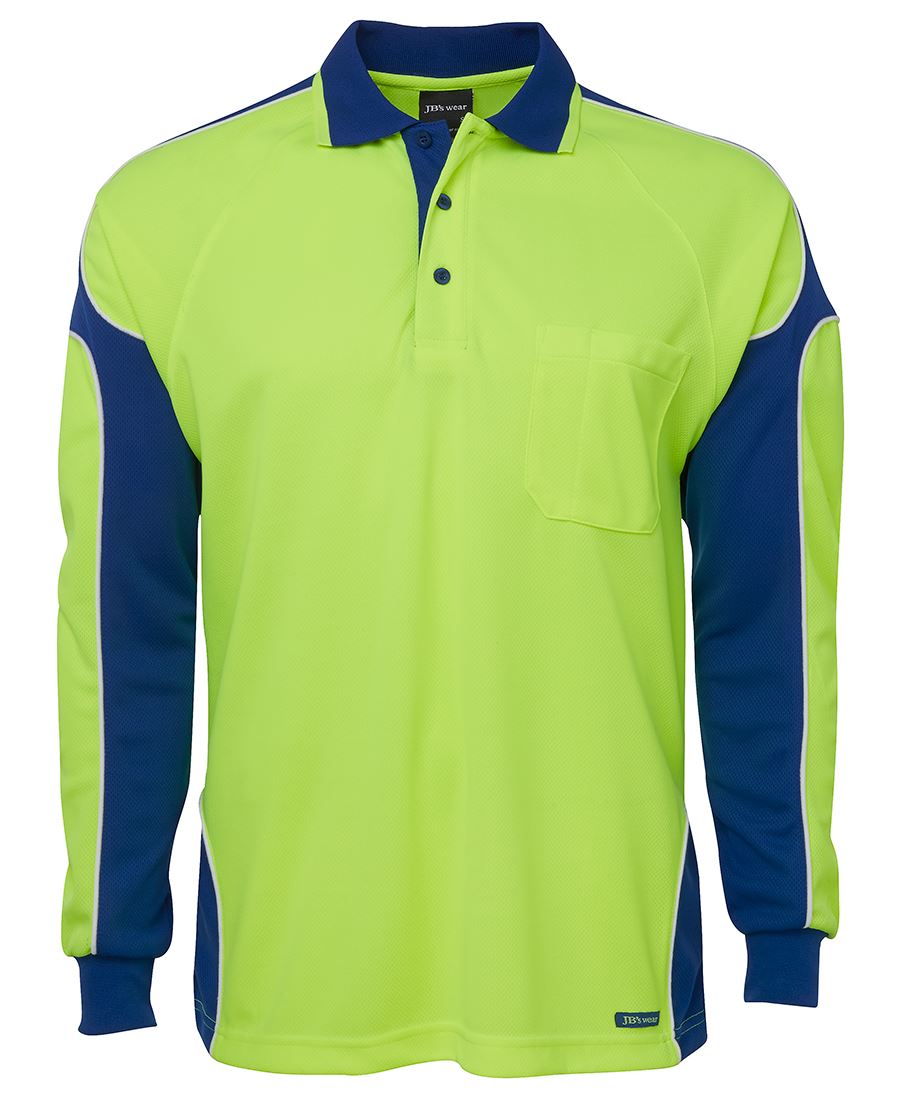 JB's HV 4602.1 L/S Arm Panel Polo - Lime/Black
