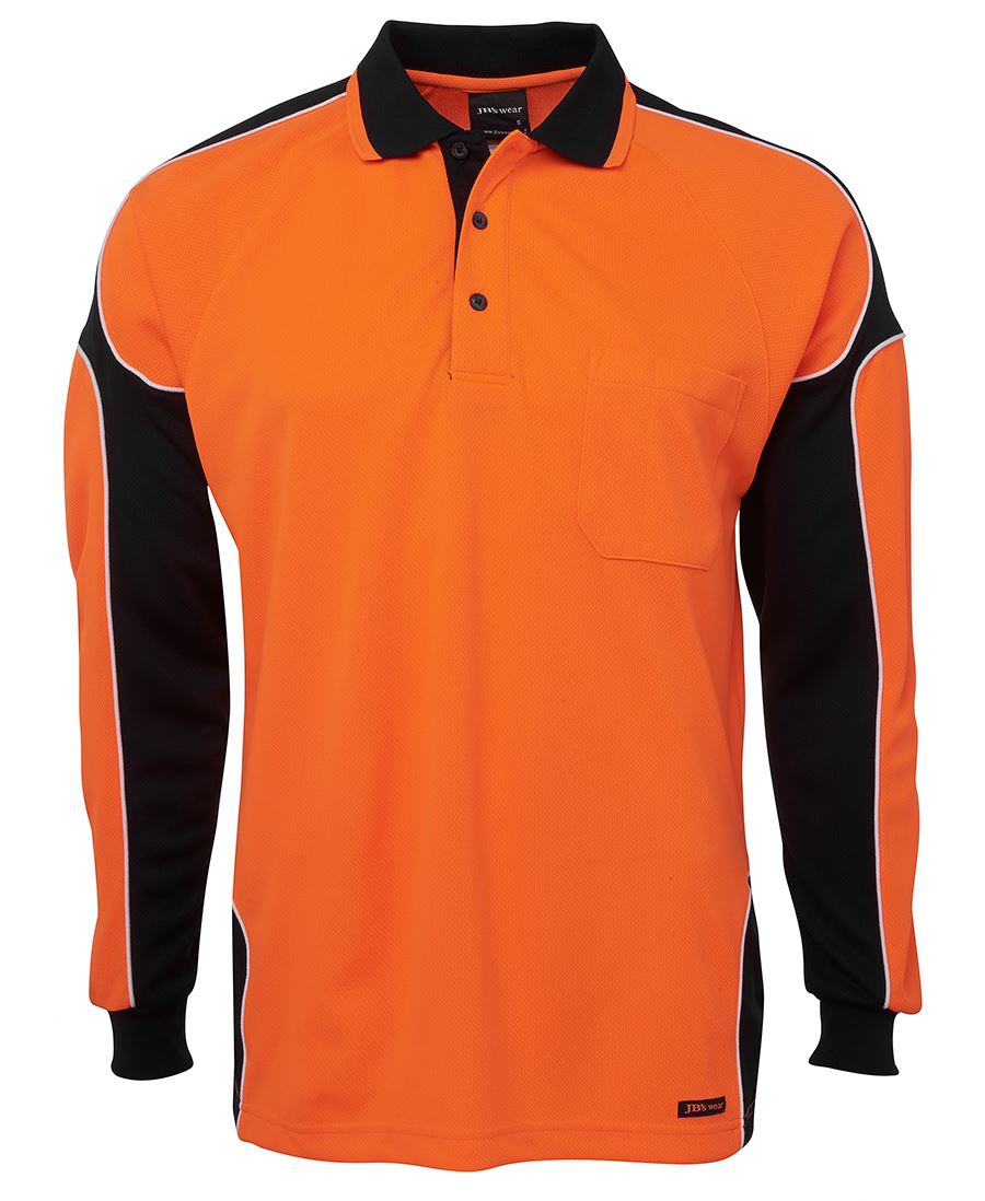 JB's HV 4602.1 L/S Arm Panel Polo - Lime/Black