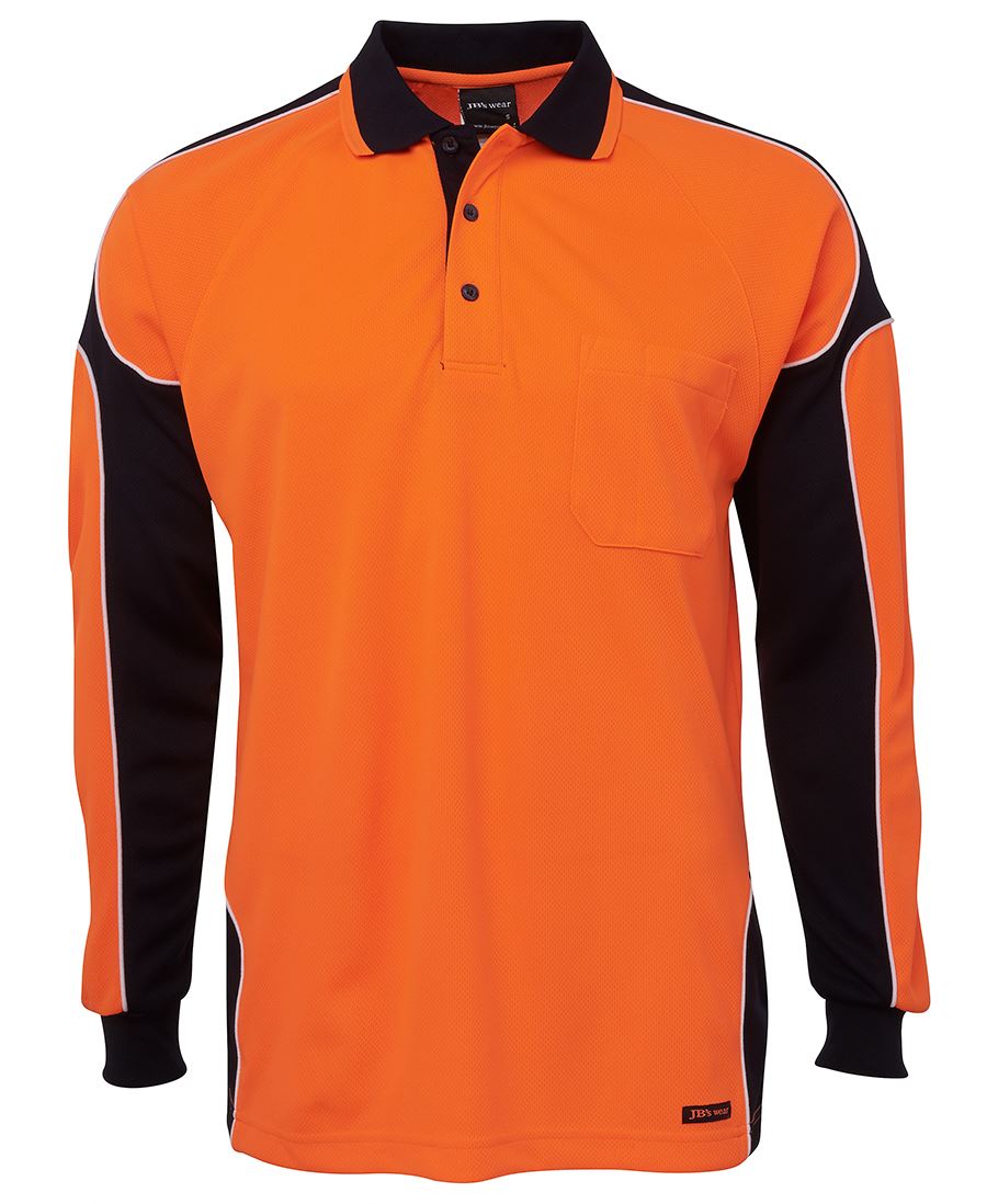 JB's HV 4602.1 L/S Arm Panel Polo - Lime/Black