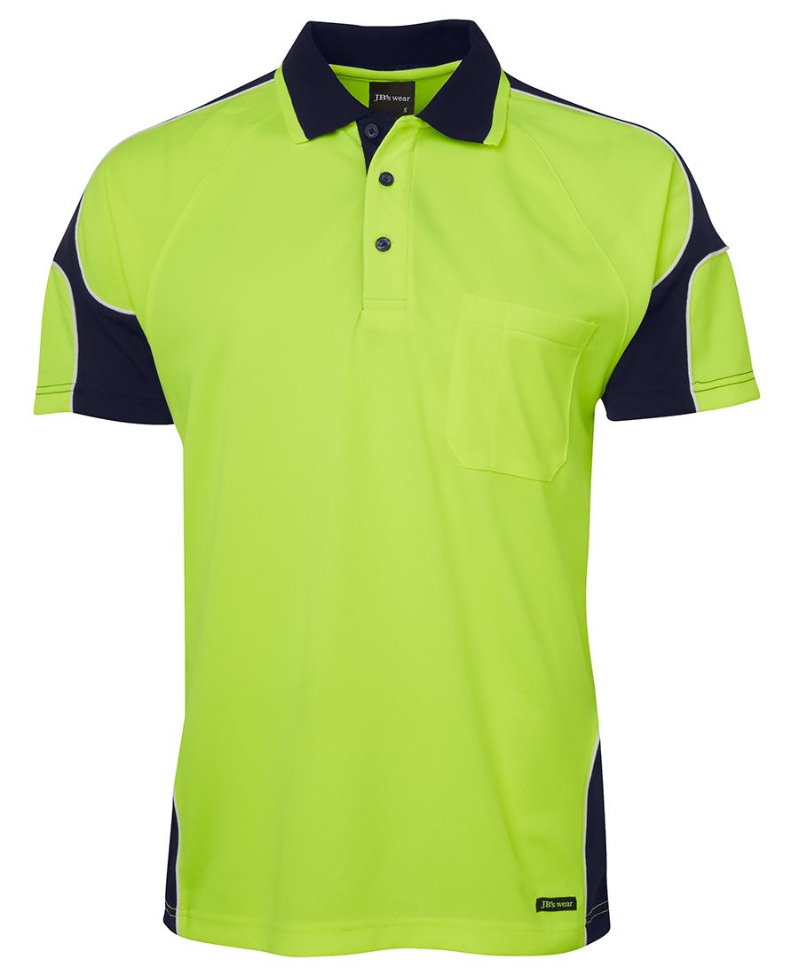 JB's HV 4602.1 S/S Arm Panel Polo - Lime/Aqua