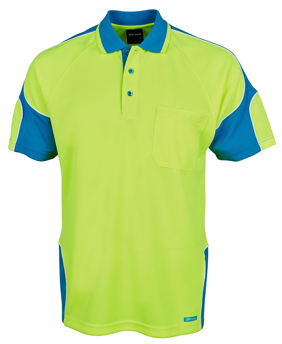 JB's HV 4602.1 S/S Arm Panel Polo - Lime/Aqua