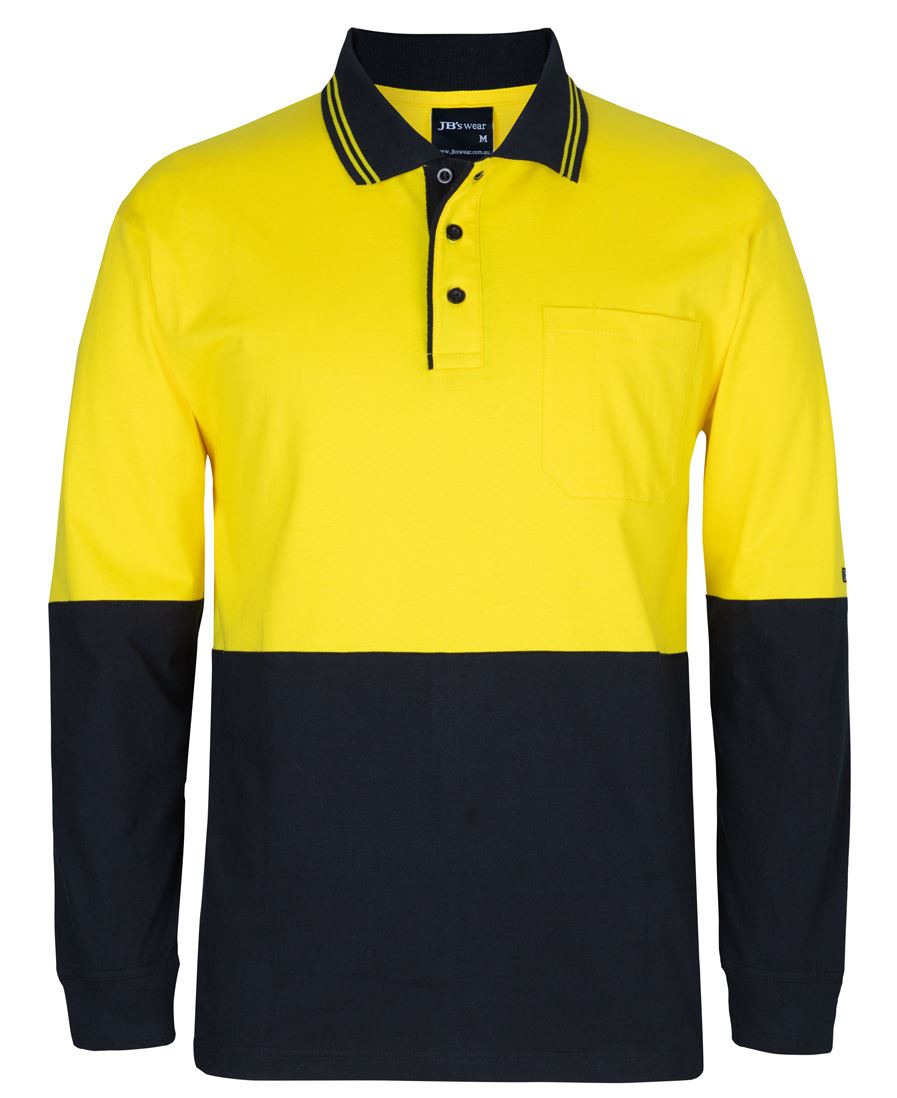 JB's HV L/S Cotton Polo - Orange/Black
