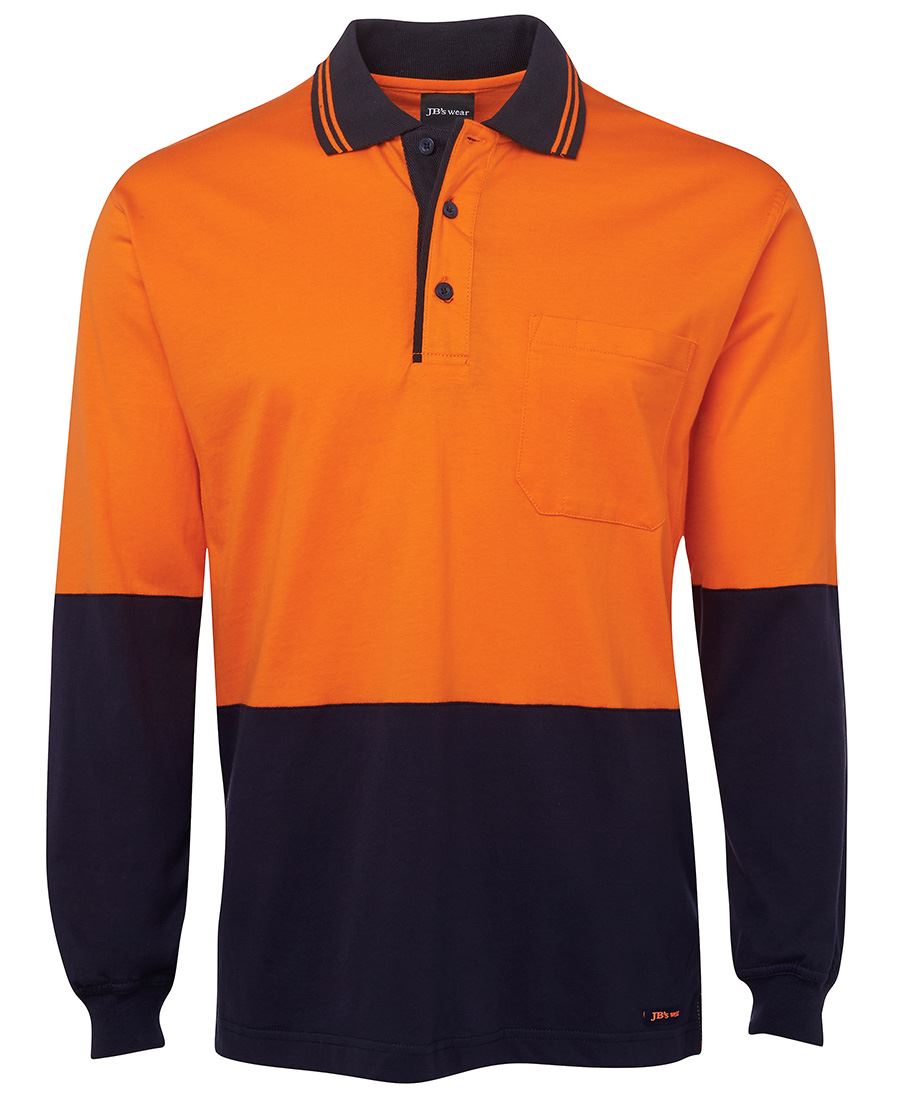 JB's HV L/S Cotton Polo - Orange/Black