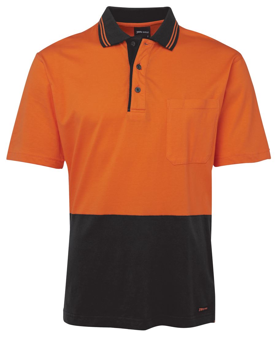 JB's HV S/S Cotton Polo - Orange/Black