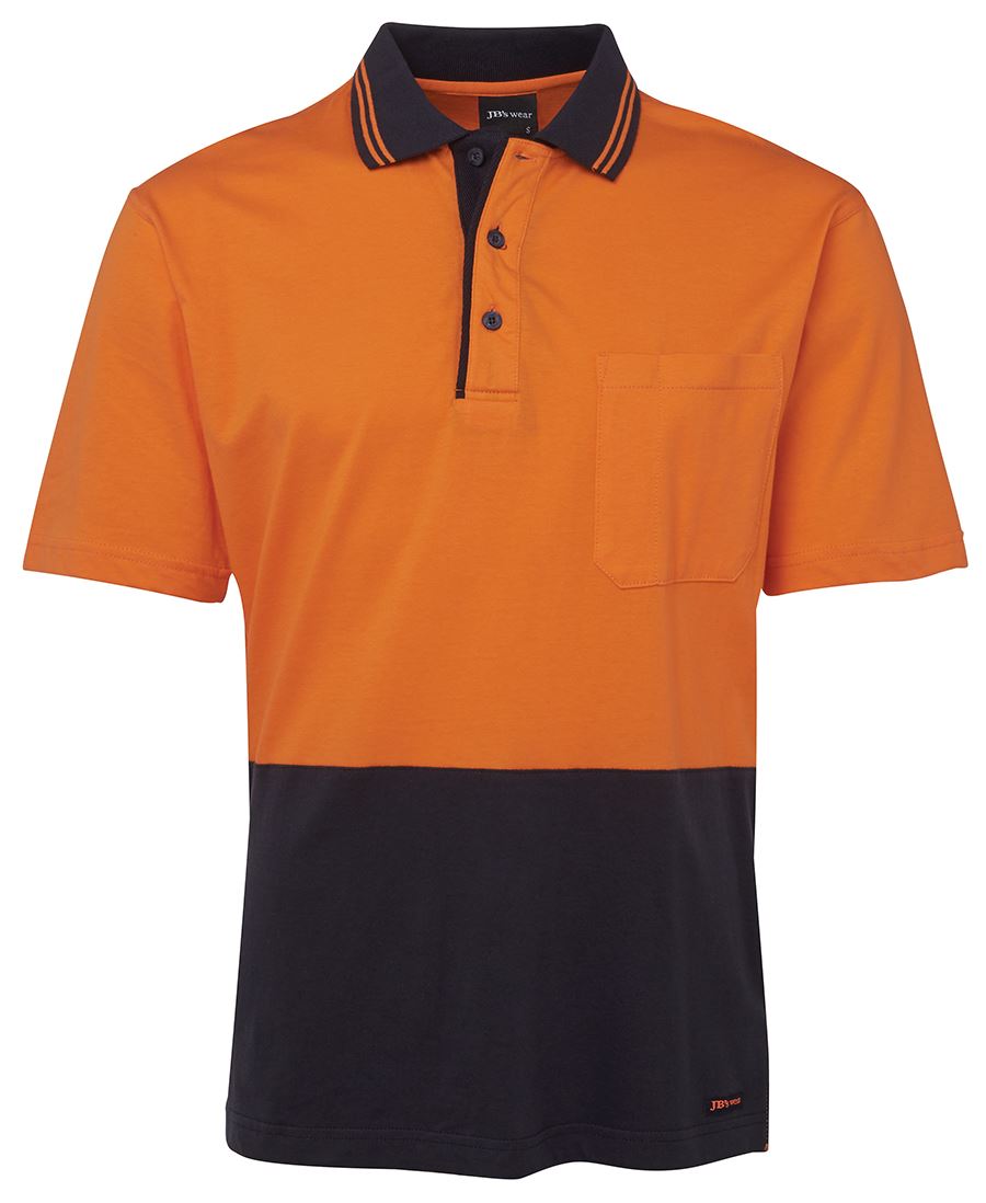 JB's HV S/S Cotton Polo - Orange/Black