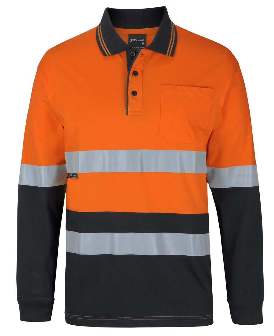 JB's HV (D+N) L/S Cotton Polo - Orange/Black