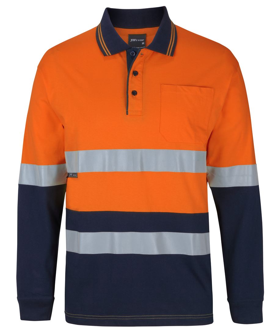 JB's HV (D+N) L/S Cotton Polo - Orange/Black