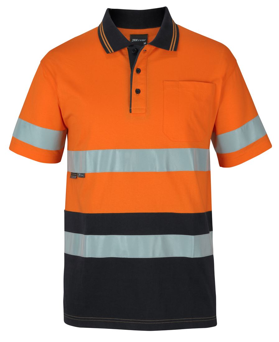 JB's HV (D+N) S/S Cotton Polo - Orange/Black