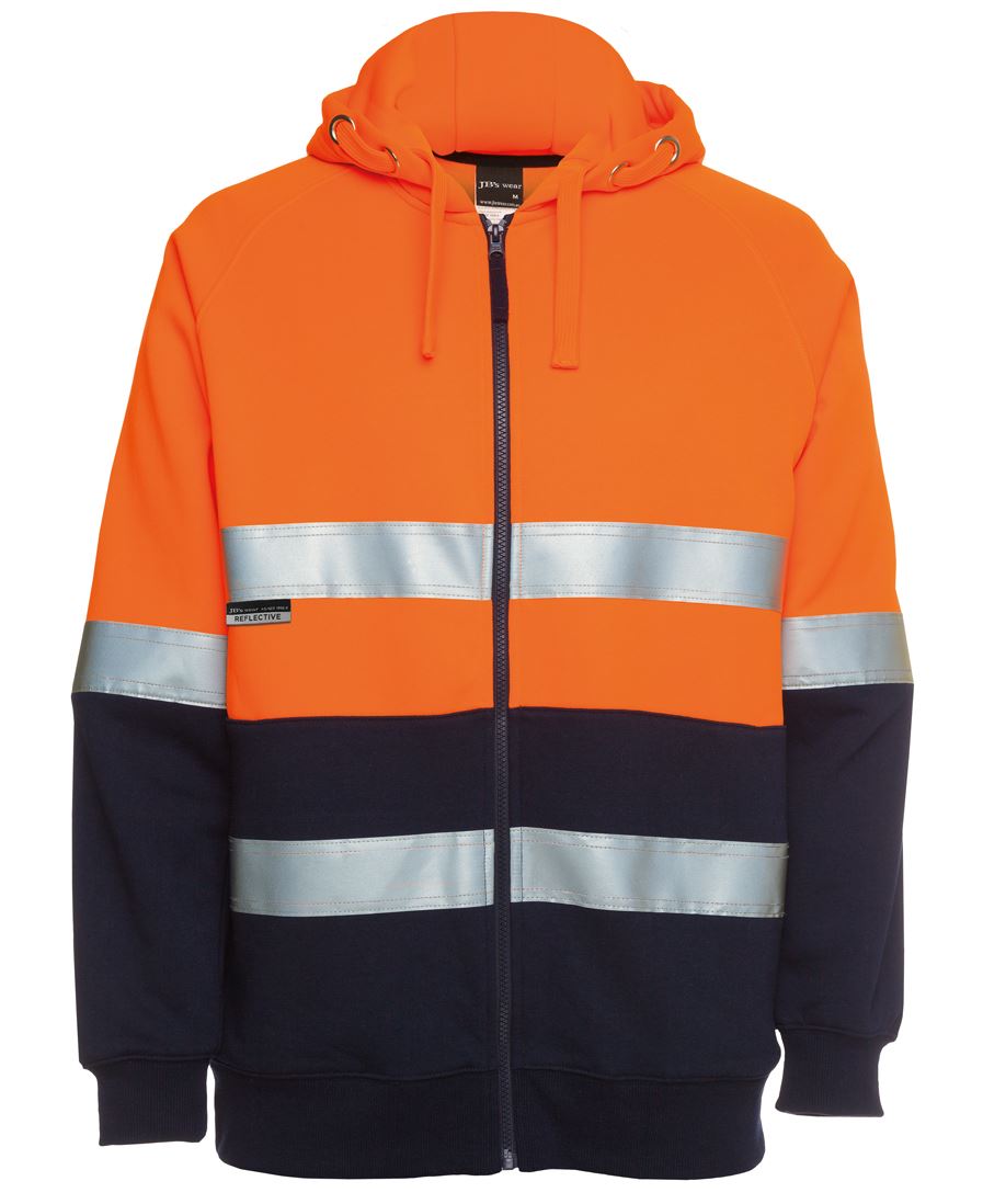 JB's HV (D+N) Full Zip Fleecy Hoodie - Lime/Navy