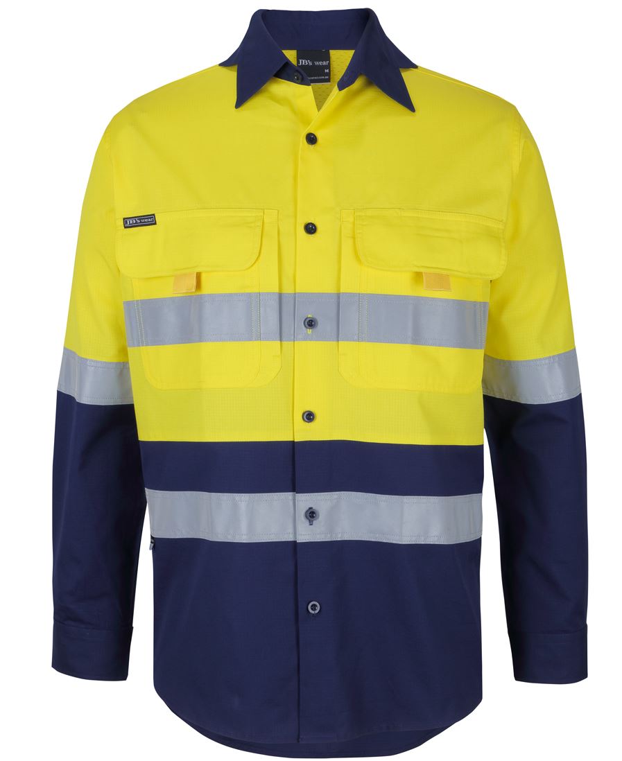 JB's HV (D+N) L/S Ripstop Fishing Shirt - Orange/Navy