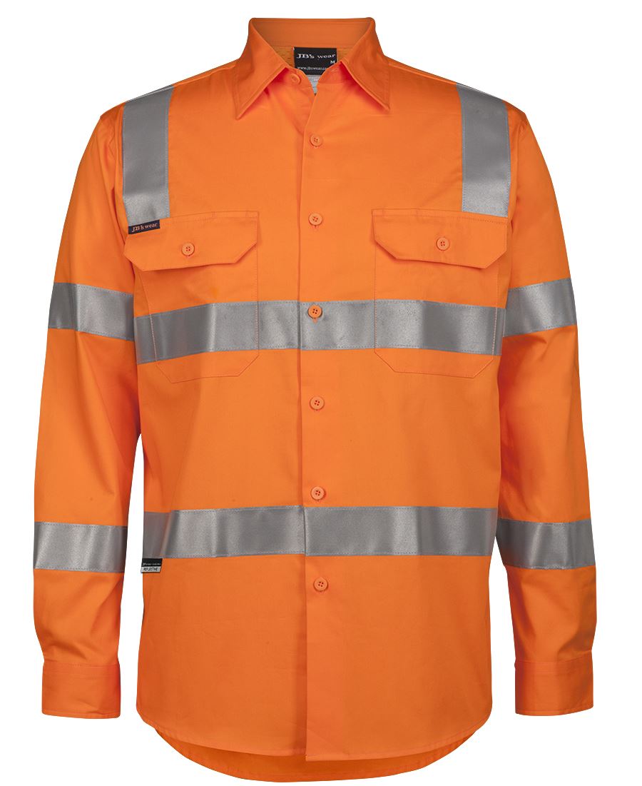 JB's HV (D+N) L/S 150G Vic Rail W/Shirt - Orange