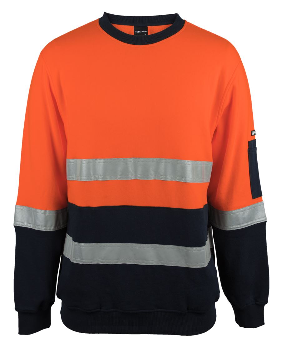 JB's HV 310 (D+N) Cotton Crew Neck Fleece - Orange/Navy