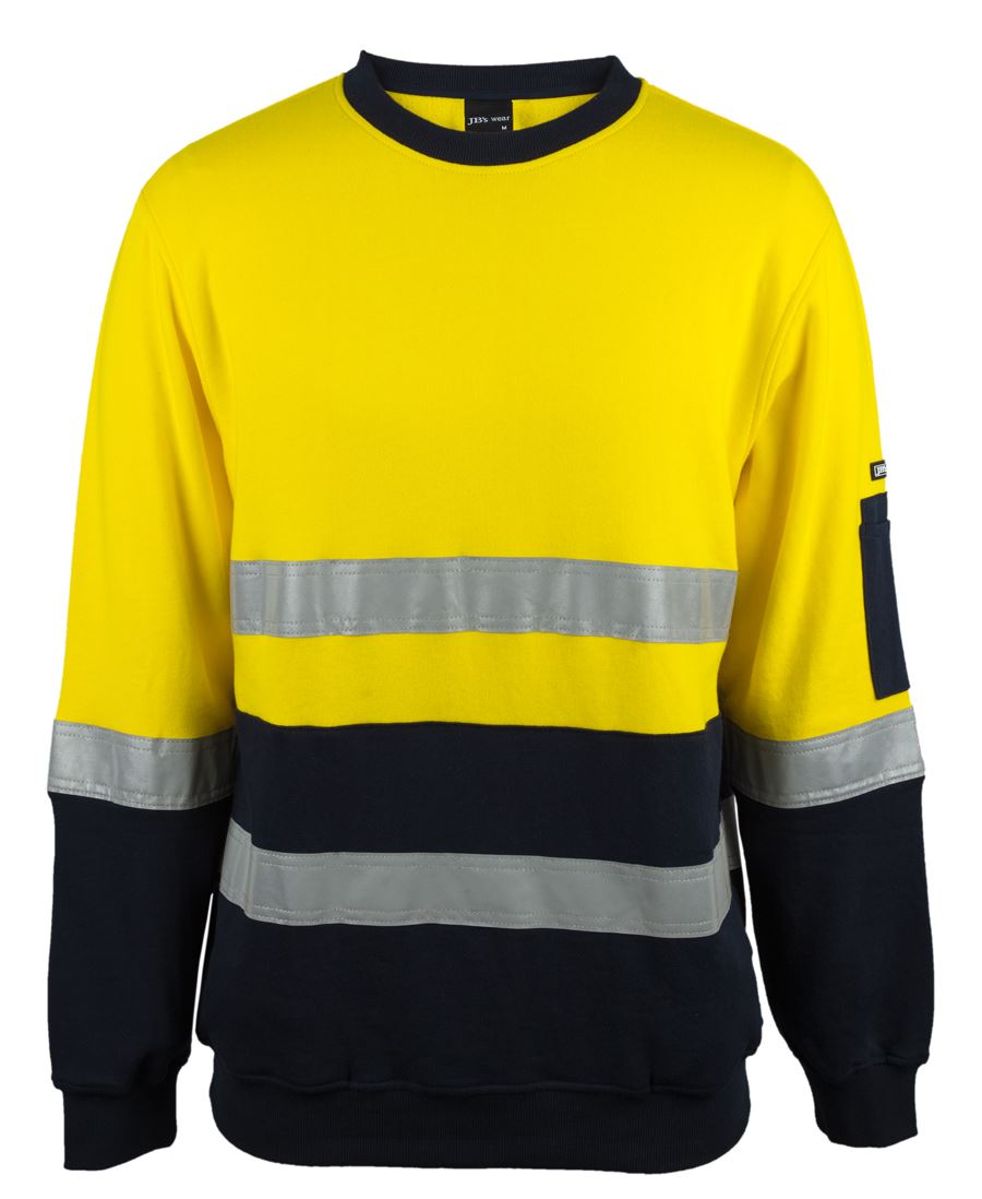JB's HV 310 (D+N) Cotton Crew Neck Fleece - Orange/Navy