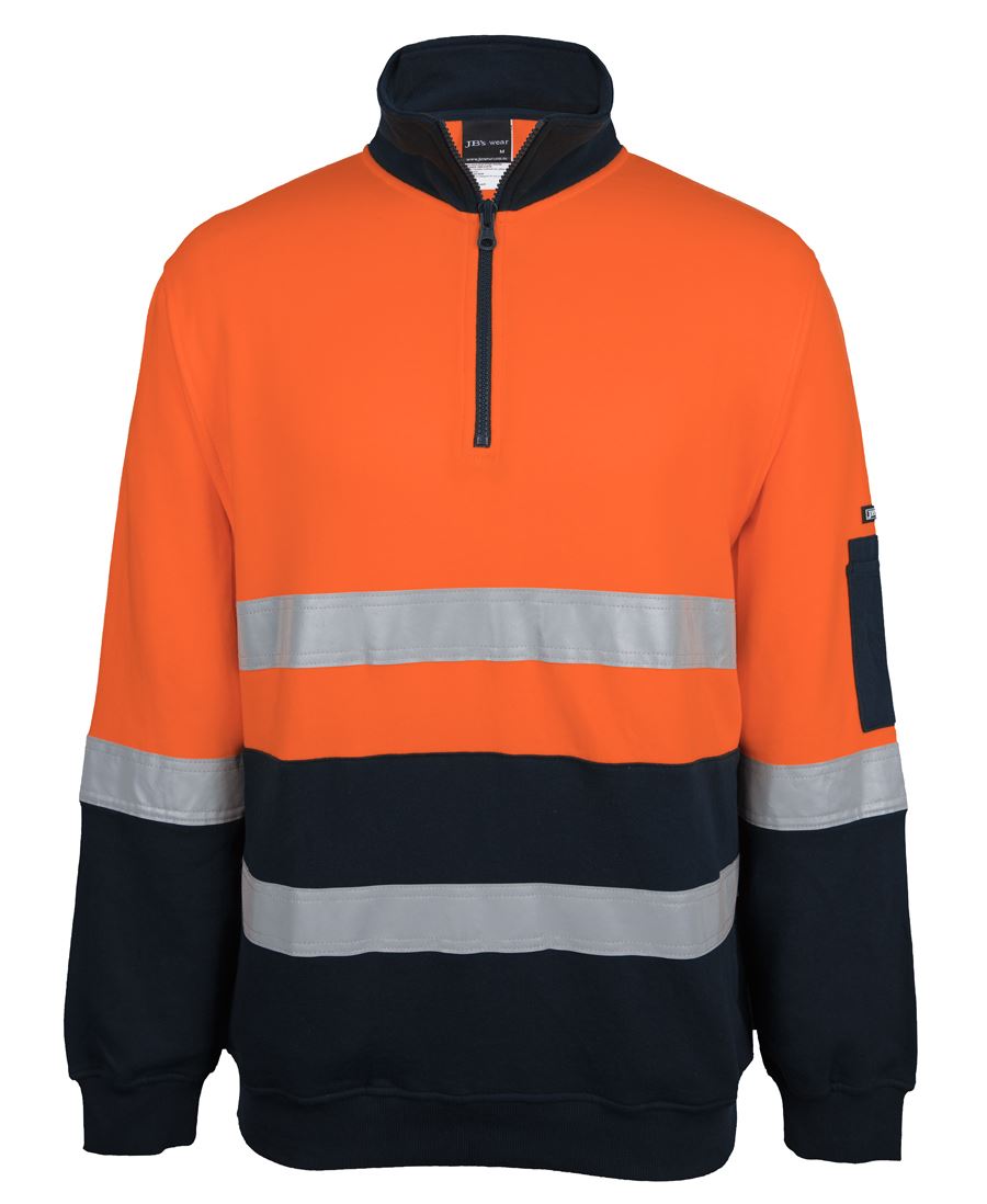 JB's HV 310 (D+N) Cotton 1/2 Zip Fleece - Orange/Navy