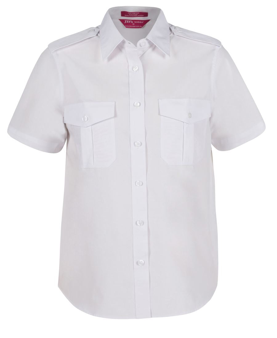 JB's Ladies S/S Epaulette Shirt - White