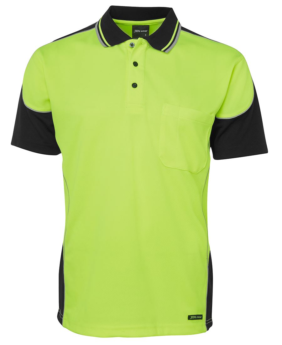JB's HV 4602.1 S/S Contrast Piping Polo - Lime/Black