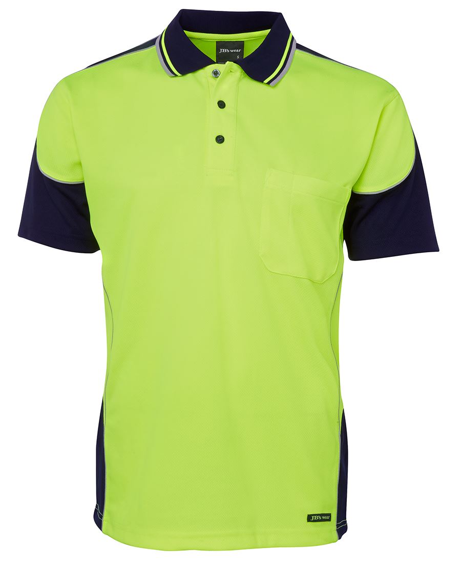 JB's HV 4602.1 S/S Contrast Piping Polo - Lime/Black