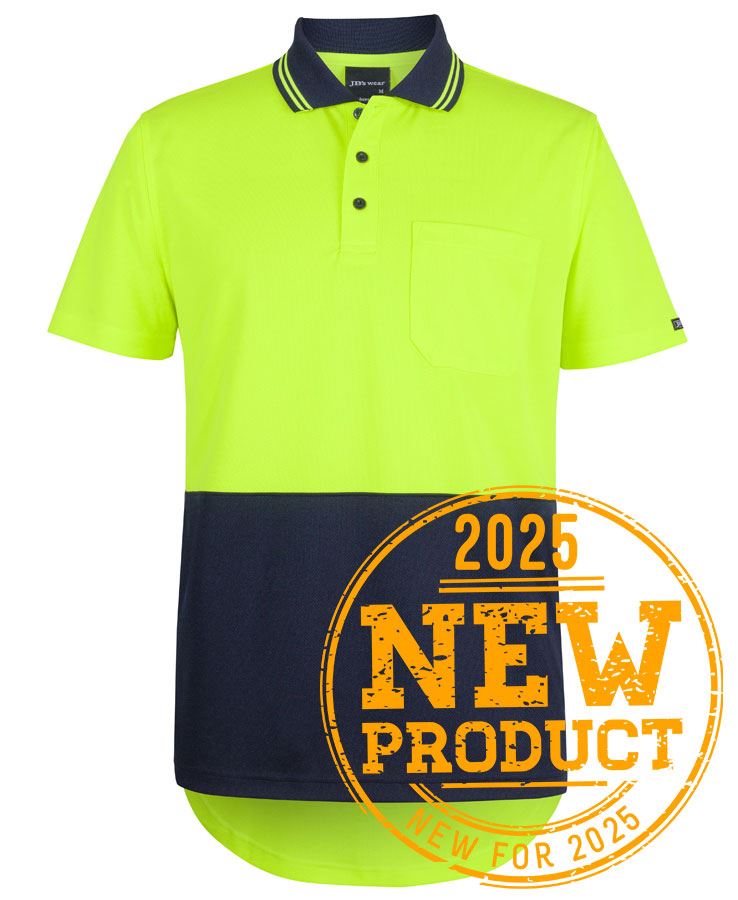 JB's HV S/S Drop Tail Polo - Lime/Navy